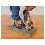 Vintage Milkmaid Milking a Goat theme Handcrafted Figurine by Henning Engelson (Norway)