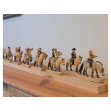 Complete Collection of 11 Authentic Hand Carved Handpainted Wooden Figurines os Traditional Norwegian Wedding Entourage on Horseback by Henning Engelsen of Norway