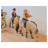 Complete Collection of 11 Authentic Hand Carved Handpainted Wooden Figurines os Traditional Norwegian Wedding Entourage on Horseback by Henning Engelsen of Norway