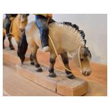 Complete Collection of 11 Authentic Hand Carved Handpainted Wooden Figurines os Traditional Norwegian Wedding Entourage on Horseback by Henning Engelsen of Norway