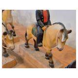 Complete Collection of 11 Authentic Hand Carved Handpainted Wooden Figurines os Traditional Norwegian Wedding Entourage on Horseback by Henning Engelsen of Norway