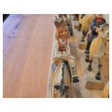 Complete Collection of 11 Authentic Hand Carved Handpainted Wooden Figurines os Traditional Norwegian Wedding Entourage on Horseback by Henning Engelsen of Norway