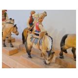 Complete Collection of 11 Authentic Hand Carved Handpainted Wooden Figurines os Traditional Norwegian Wedding Entourage on Horseback by Henning Engelsen of Norway