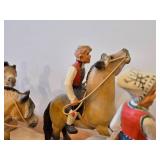 Complete Collection of 11 Authentic Hand Carved Handpainted Wooden Figurines os Traditional Norwegian Wedding Entourage on Horseback by Henning Engelsen of Norway