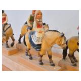 Complete Collection of 11 Authentic Hand Carved Handpainted Wooden Figurines os Traditional Norwegian Wedding Entourage on Horseback by Henning Engelsen of Norway