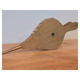 Vintage Wood and Leather Fireplace Bellows Featuring Hand Carved Troll and Copper Tip