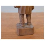 Vintage Man with Walking Stick Smoking Pipe theme Hand Carved Wood Folk Art Figurine (Germany)