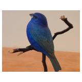 Indigo Bunting Perched on a Branch theme by Paul Thompson (12/91) #31 Hand Carved Figurine