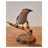 Cedar Waxwing Perched on a Branch theme by Paul Thompson (8/91) ##29 Hand Carved Figurine