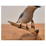 Cedar Waxwing Perched on a Branch theme by Paul Thompson (8/91) ##29 Hand Carved Figurine
