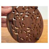 Hand Carved Rosewood Trivet (India) #283