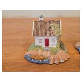 Hand Sculpted and Hand-painted Cottage Figurine Set of 3 - Sorlandshus by Petter - Lillesand Design (1992) (Lilliesand Norway)