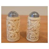 French Ivory Handled Stainless Steel Flatware - Salt and Pepper Shakers, Cake Server, Butter Knife, Knives (x2), Olive Forks (x2) by Sheffield (England)