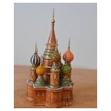 Vintage Handpainted Wooden Figurine of St. Basil Cathedral from USSR Era in Red Square St. Petersburg