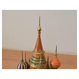 Vintage Handpainted Wooden Figurine of St. Basil Cathedral from USSR Era in Red Square St. Petersburg