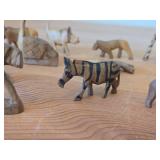 Vintage Set of 13 Hand carved Wooden Safari Animals Figurines (Rhino, Zebra, Giraffe, Lion and more)