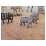 Vintage Set of 13 Hand carved Wooden Safari Animals Figurines (Rhino, Zebra, Giraffe, Lion and more)
