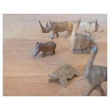 Vintage Set of 13 Hand carved Wooden Safari Animals Figurines (Rhino, Zebra, Giraffe, Lion and more)