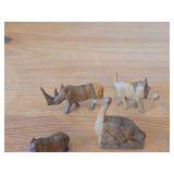 Vintage Set of 13 Hand carved Wooden Safari Animals Figurines (Rhino, Zebra, Giraffe, Lion and more)