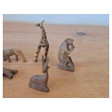 Vintage Set of 13 Hand carved Wooden Safari Animals Figurines (Rhino, Zebra, Giraffe, Lion and more)