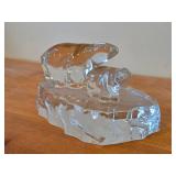 Ploar Bear and Cub theme Scandinavian Crystal Figurine by Willy Johanson for Hadeland Glasswork