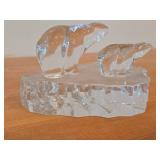 Ploar Bear and Cub theme Scandinavian Crystal Figurine by Willy Johanson for Hadeland Glasswork
