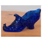 Slipper theme Mosser Glass Victorian Rose Cobalt Blue Glass Figurine