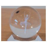 Crystal Ball with 3D Engraved Ballerina on a Crystal Stand