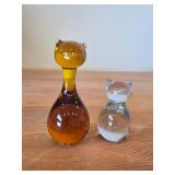 Lot of (2) Figurines - Amber Glass and Hand Blown Crystal