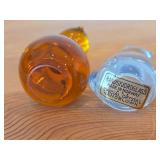 Lot of (2) Figurines - Amber Glass and Hand Blown Crystal