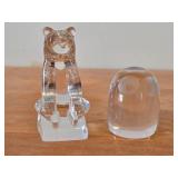 Lot of (2) Owl and Polar Bear theme Crystal Figurines by Hadeland Glasswerk