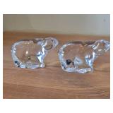 Lot of (2) Polar Bear theme Clear Crystal Figurines by Hadeland Glasswerk (Norway)