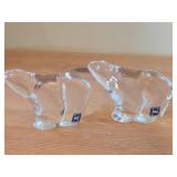 Lot of (2) Polar Bear theme Clear Crystal Figurines by Hadeland Glasswerk (Norway)