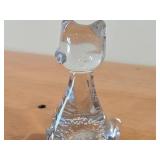Lot of (2) Cat theme Clear Glass Figurines