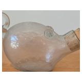 Pig theme Hand-Blown Glass Decanter with Cork Stopper by Hadeland (Norway)