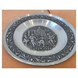 7 1/2' Christmas theme Pewter Collector's Plate by Astri Holthe (1984) (Norway)