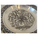 7 1/2' Christmas theme Pewter Collector's Plate by Astri Holthe (1988) (Norway)