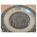 7 1/2' Christmas theme Pewter Collector's Plate by Astri Holthe (1990) (Norway)