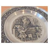 7 1/2' Christmas theme Pewter Collector's Plate by Astri Holthe (1992) (Norway)