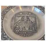 7 1/2' Christmas theme Pewter Collector's Plate by Astri Holthe (1993) (Norway)