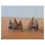 Lot of (2) Vintage Cork Miniature Model Town Streetscapes