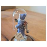 Mini Father Christmas Candy Container by Aftee (1994) with Glass Dome with Wood Base