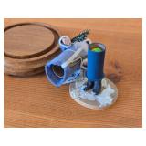 Mini Father Christmas Candy Container by Aftee (1994) with Glass Dome with Wood Base