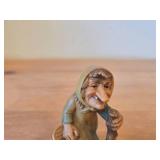 Vintage Little Folks of the Salvans Collection Gnome theme The Ale Woman Hand Carved Wood Figurine by Anri (Italy)