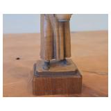 Vintage Peasant Woman Holding Coffee Pot and Cups theme Hand Carved Wood Figurine by Anri (Italy)