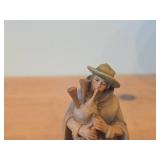 Vintage Shepherd Boy with Bagpipe theme Hand Carved Wood Figurine - Karl Knolt Nativity by Anri (Italy)