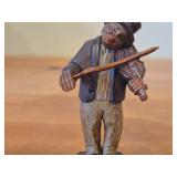 Vintage Man Playing Violin theme Hand Carved Wood Figurine by Anri (Italy)