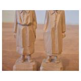 Lot of (2) Vintage Quebec Folk Art theme Hand Carved Wood Figurines by Paul E. Caron (Canada)