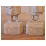 Lot of (2) Vintage Quebec Folk Art theme Hand Carved Wood Figurines by Paul E. Caron (Canada)
