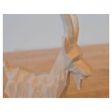 Scandinavian Hand Carved Wood Goat Figurine